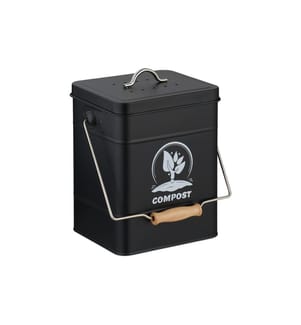 RELAXDAYS - Seau à compost avec filtre anti-odeur, 6 l, Noir/Argenté