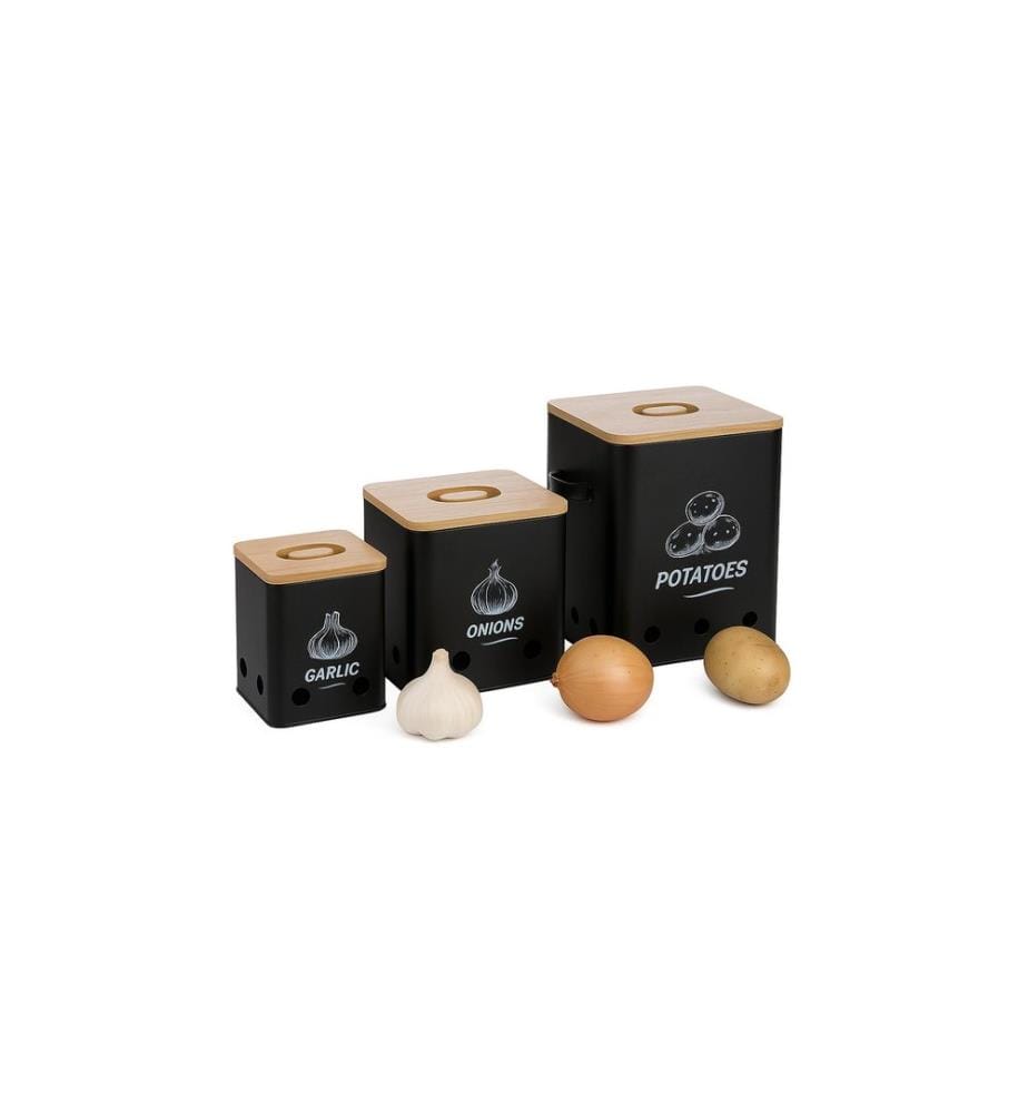 RELAXDAYS - Kartoffelbehälter 3er Set, Schwarz