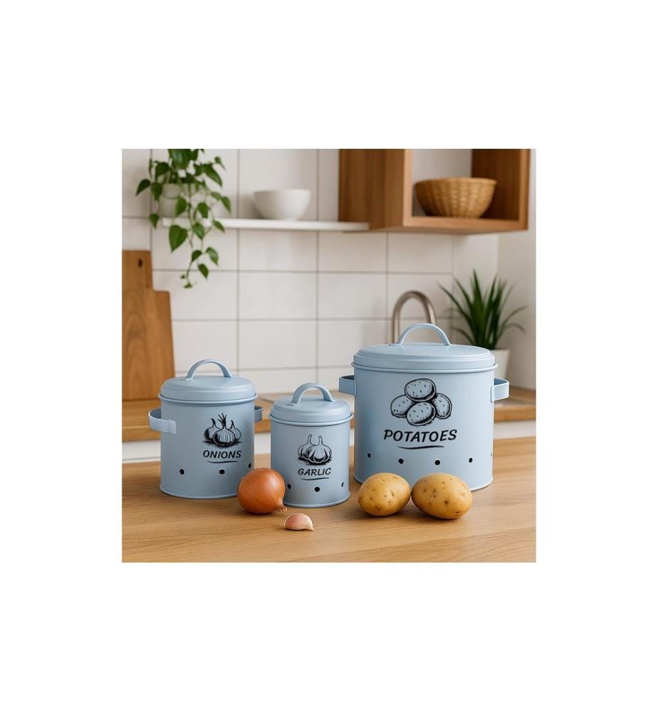 RELAXDAYS - Bac à pommes de terre Set de 3 pièces, bleu