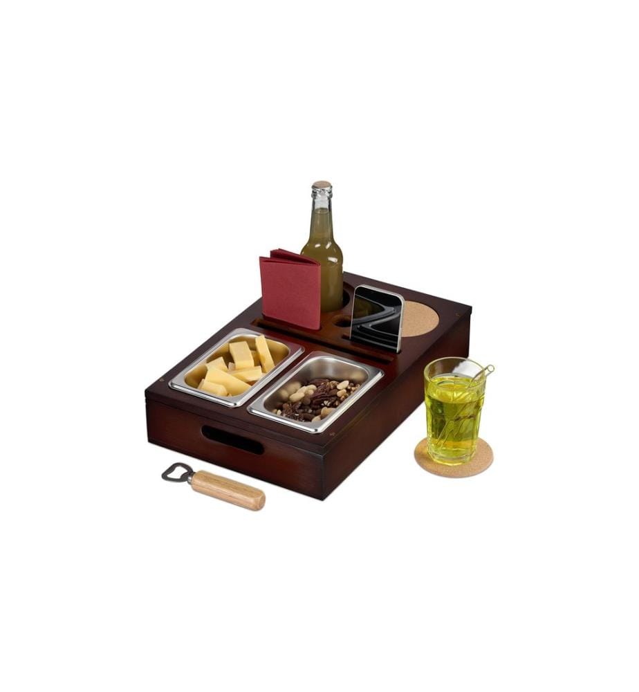 RELAXDAYS - Serviertablett mit Snackschalen Dunkelbraun