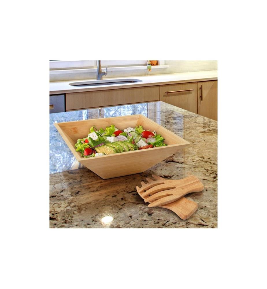 RELAXDAYS - Saladier avec couverts à salade 1 Pièce/s, Brun clair