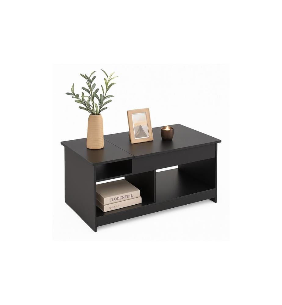 RELAXDAYS - Table basse Lift-Top 110 x 50 cm Noir