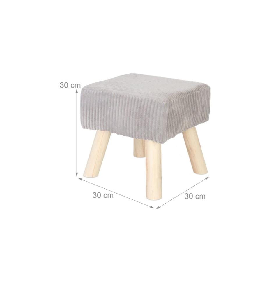 RELAXDAYS - Hocker Cord 30 x 30 cm Grau