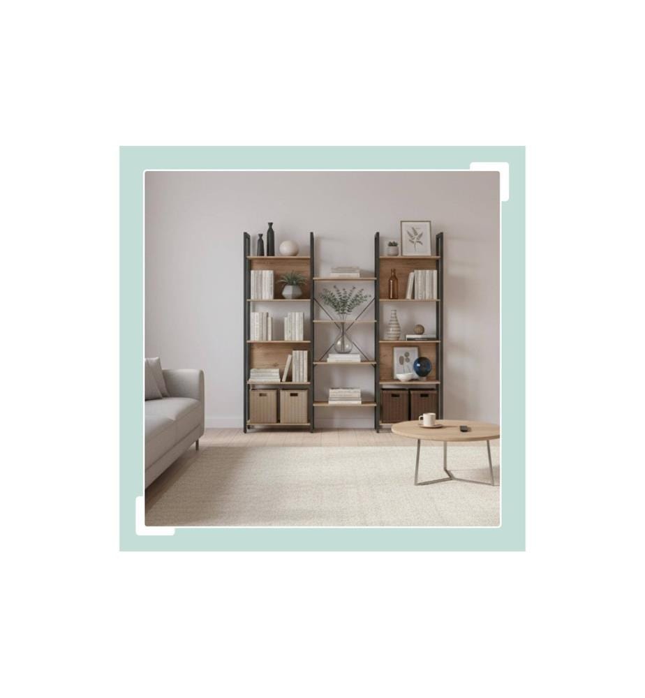 RELAXDAYS - Étagère Industrial avec 14 étagères 166 x 158 x 24 cm Marron clair