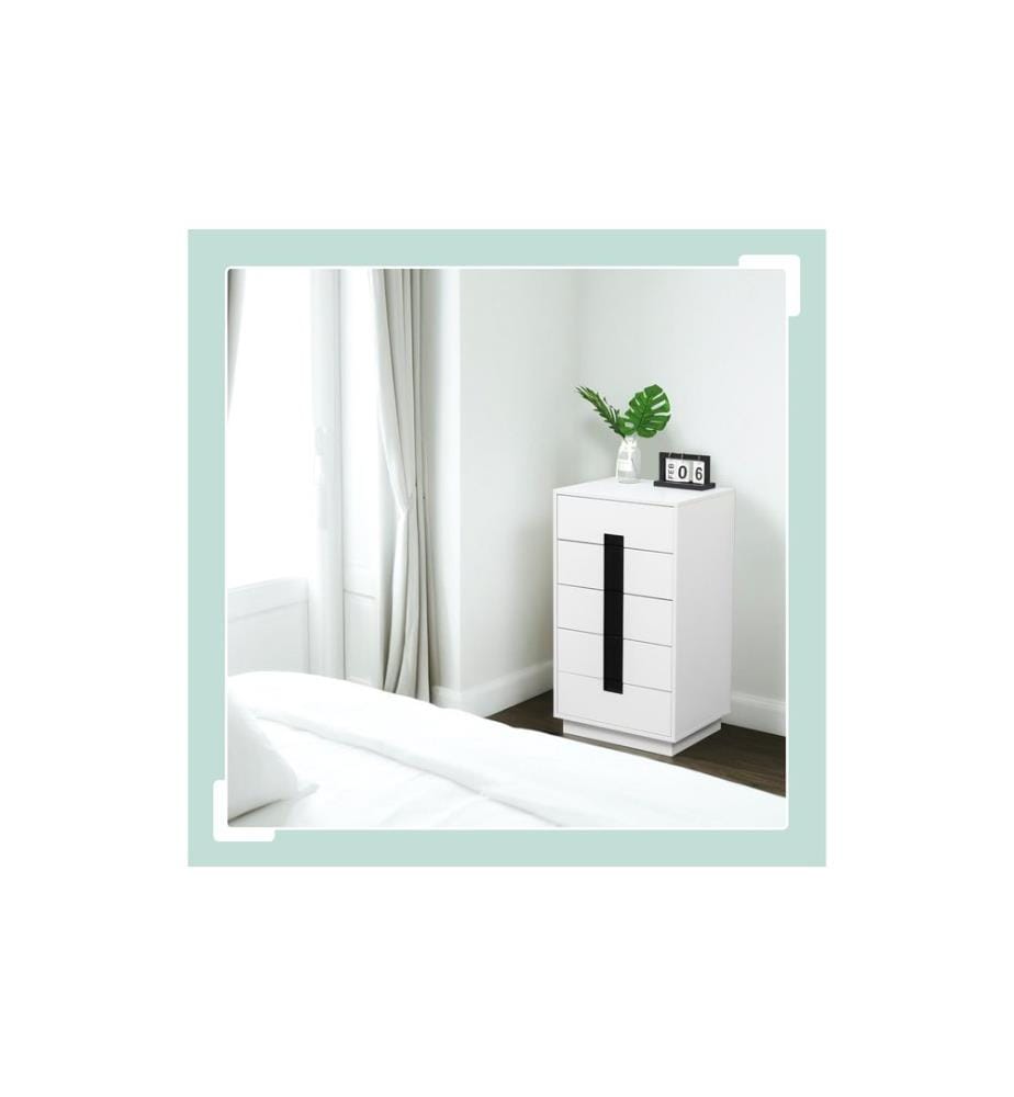 RELAXDAYS - Commode avec 5 tiroirs 88 x 50 x 40 cm Blanc/noir