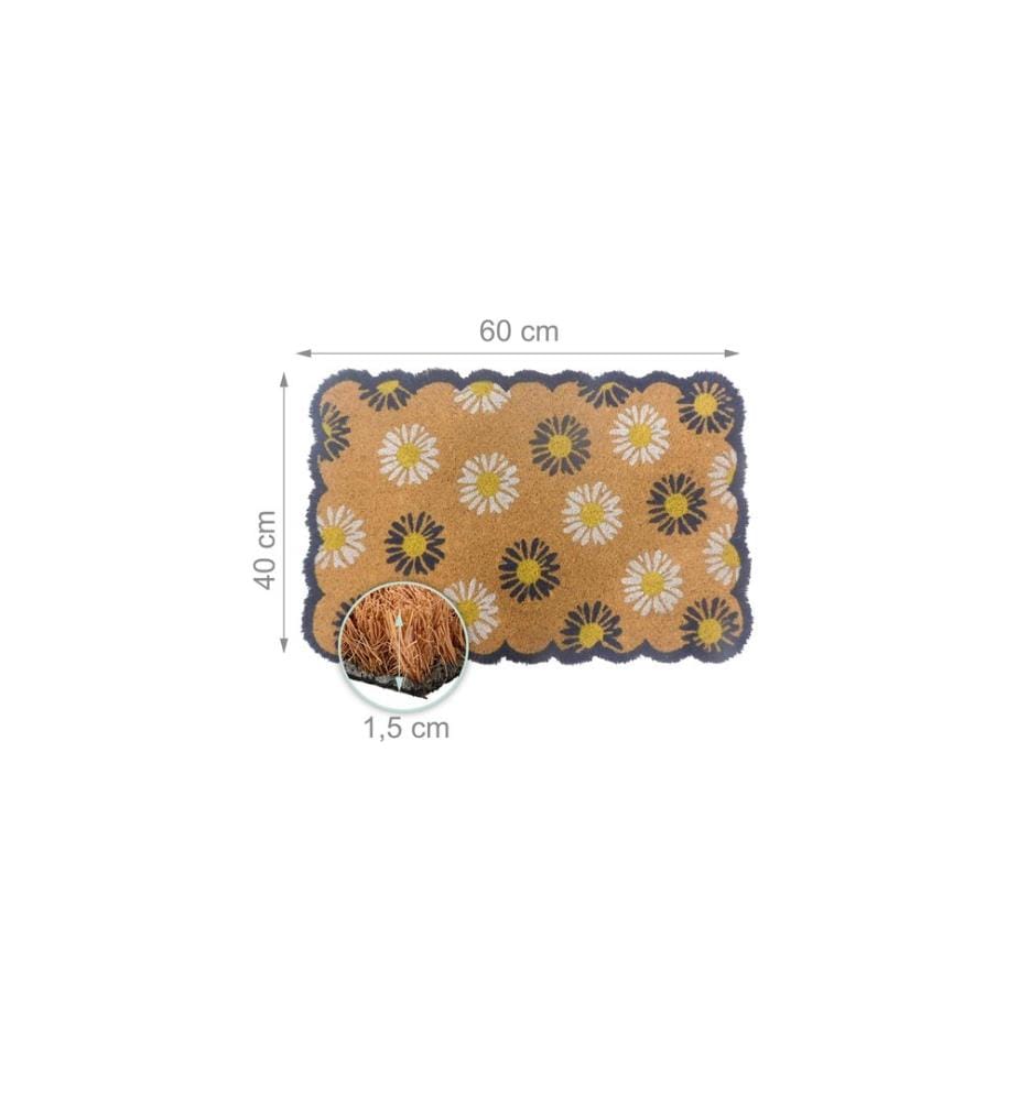 RELAXDAYS - Tapis de sol Fleurs 60 x 40 cm bleu/nature