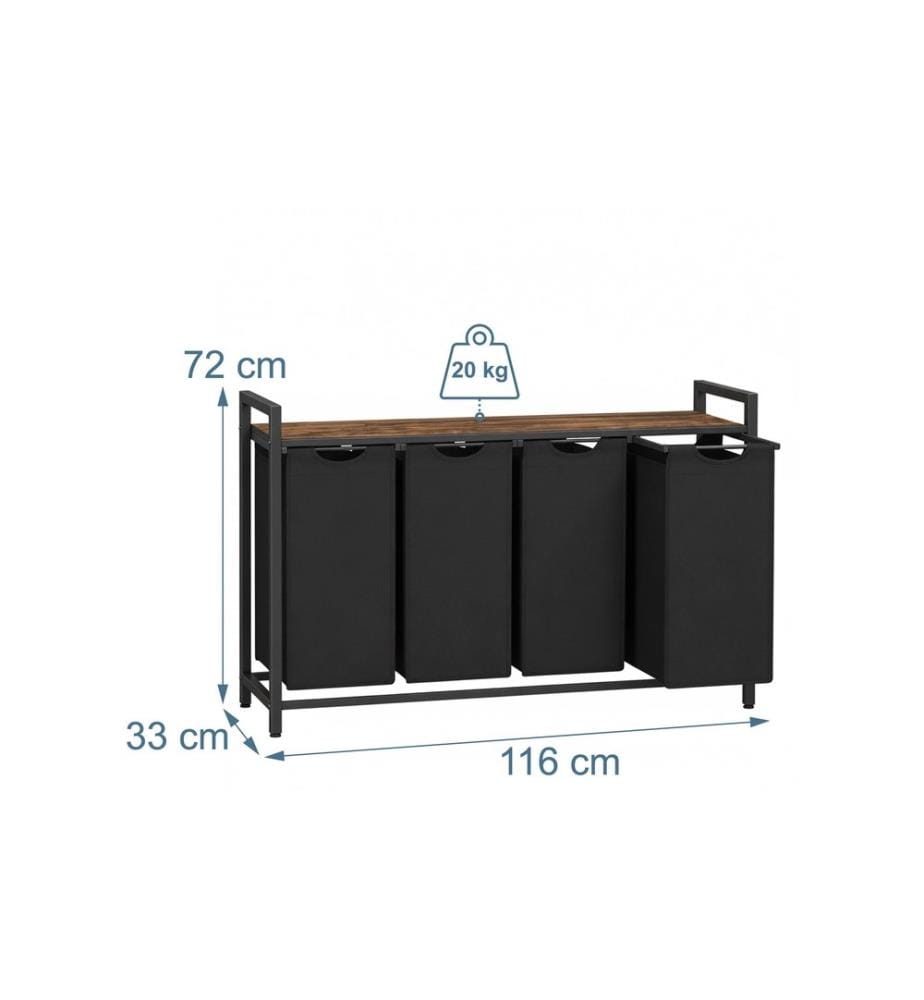RELAXDAYS - Corbeille à linge 72 x 116 x 33 cm , Noir/marron