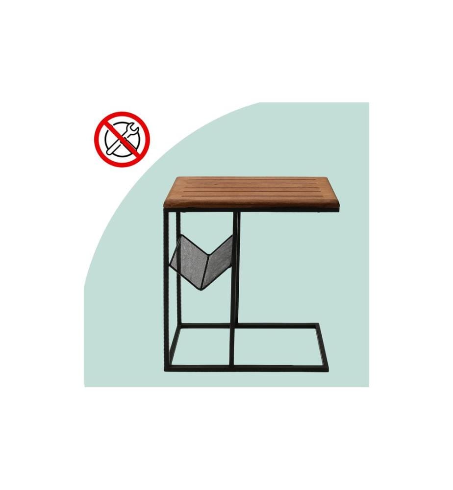 RELAXDAYS - Table d'appoint en forme de C 63 x 30 cm brun/noir