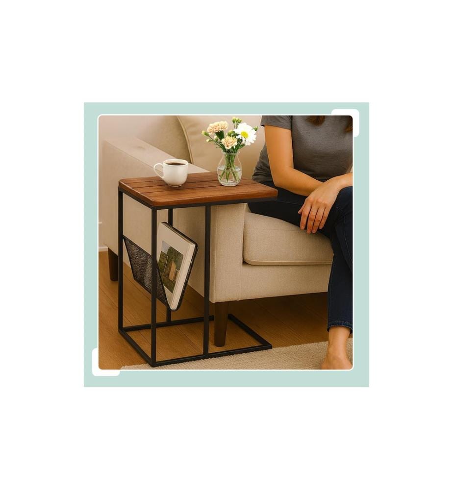 RELAXDAYS - Table d'appoint en forme de C 63 x 30 cm brun/noir