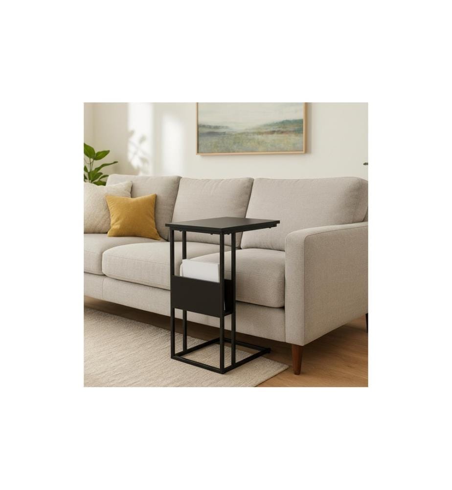 RELAXDAYS - Table d'appoint en forme de C 60 x 55 Noir