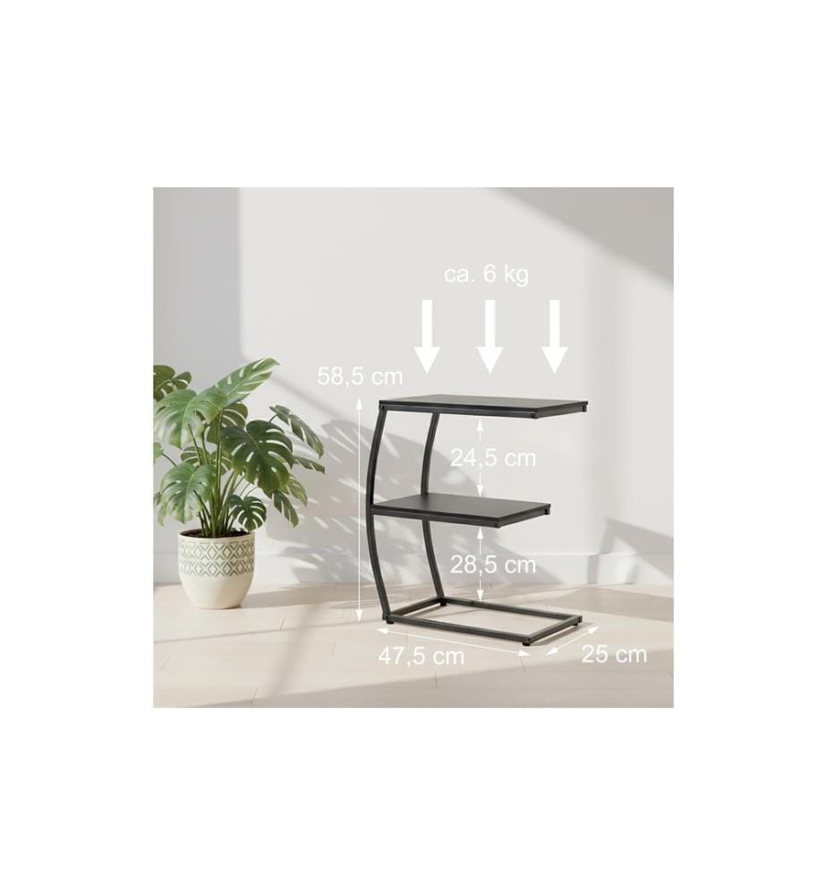 RELAXDAYS - Table d'appoint en forme de C 58.5 x 47.5 cm Noir
