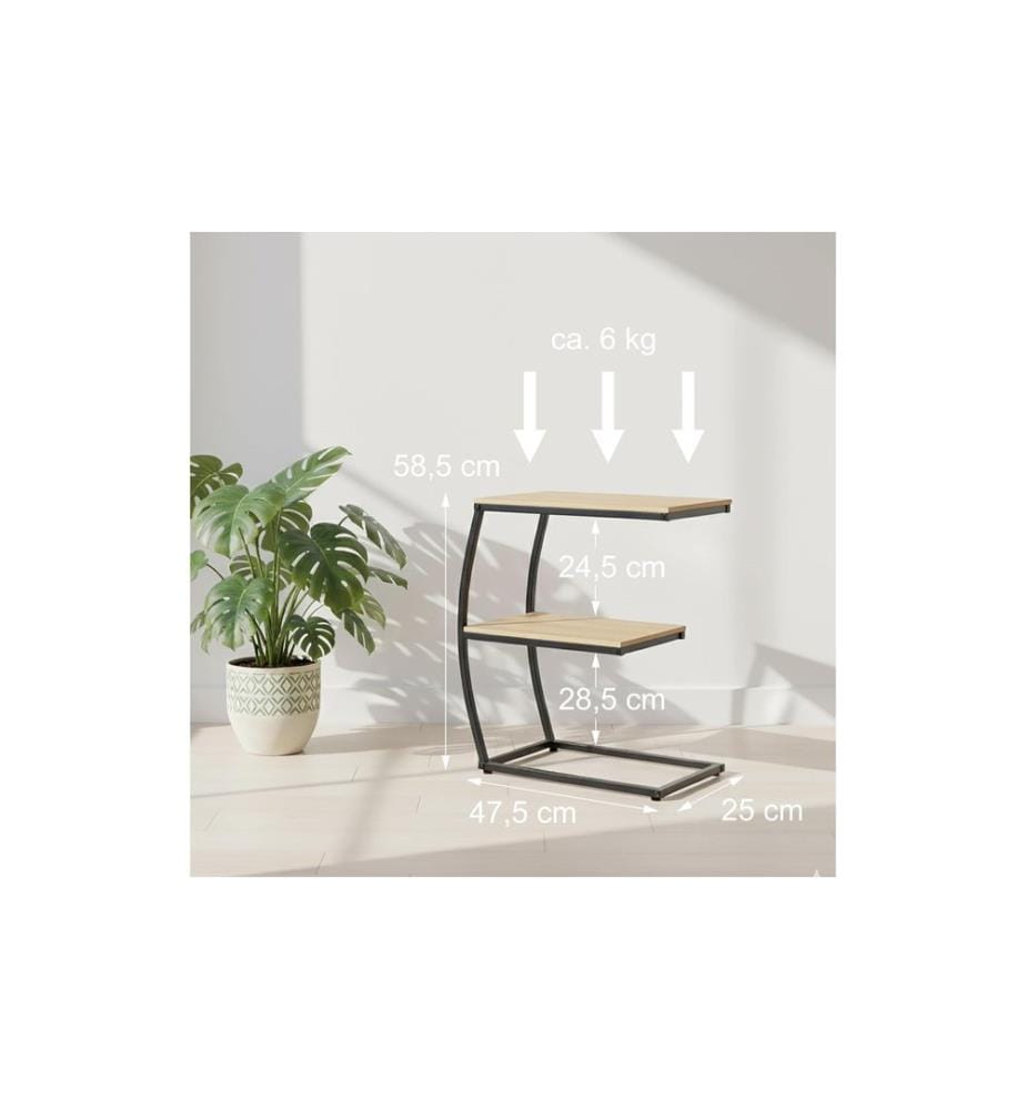 RELAXDAYS - Table d'appoint en forme de C 58.5 x 47.5 cm Noir/brun clair
