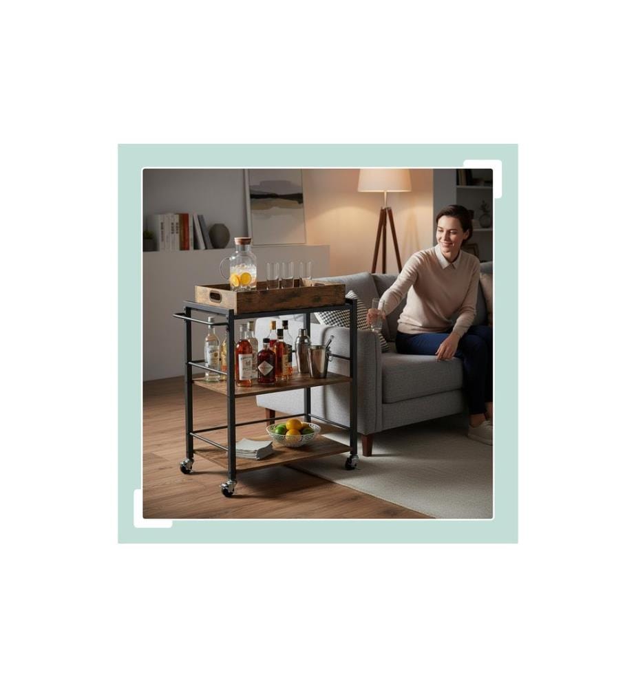 RELAXDAYS - Chariot de service de style industriel 70 x 88 cm, noir/marron