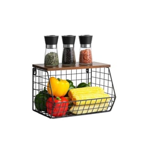 RELAXDAYS - Organizer Obstkorb Wandregal 21 x 30 cm Braun/Schwarz