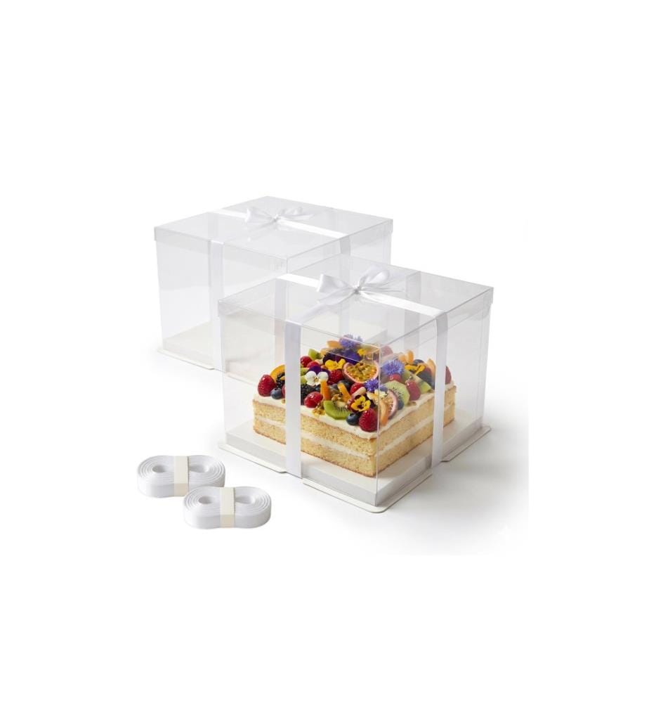 RELAXDAYS - Transparente Tortenbox Schleife 2 Stück