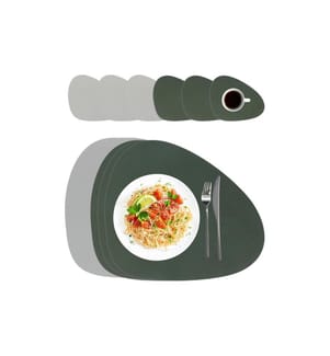 RELAXDAYS - Tischset Platzdeckchen 40 x 30 cm, Grau / Grün, 12-teilig