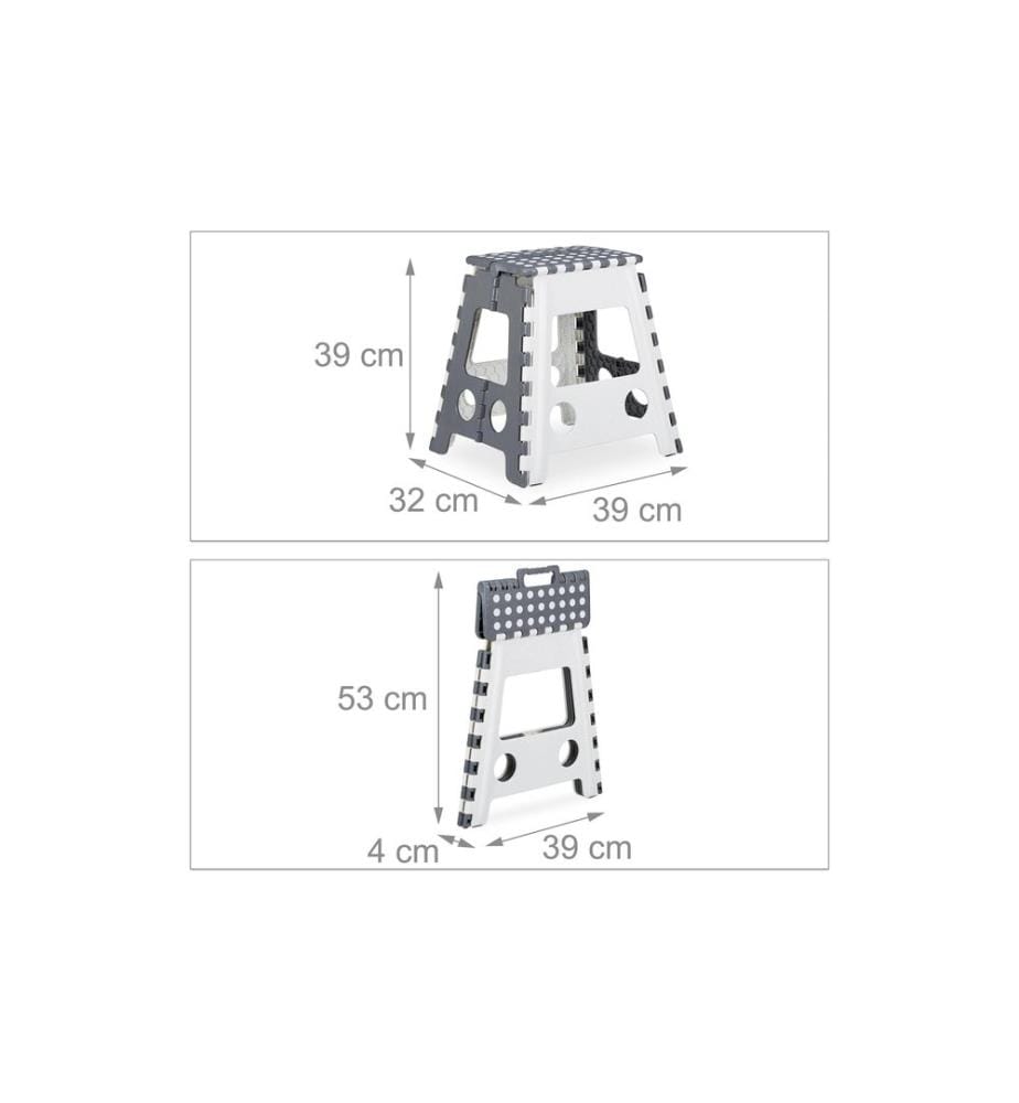 RELAXDAYS - Tabouret pliant XL, blanc / gris
