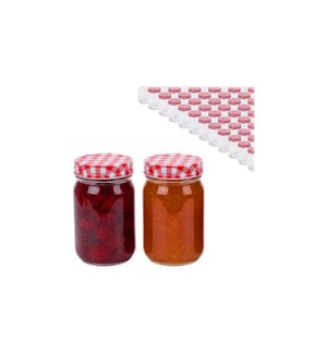 RELAXDAYS - Einmachglas mit Deckel Rot/Weiss 400 ml, 50 Stück