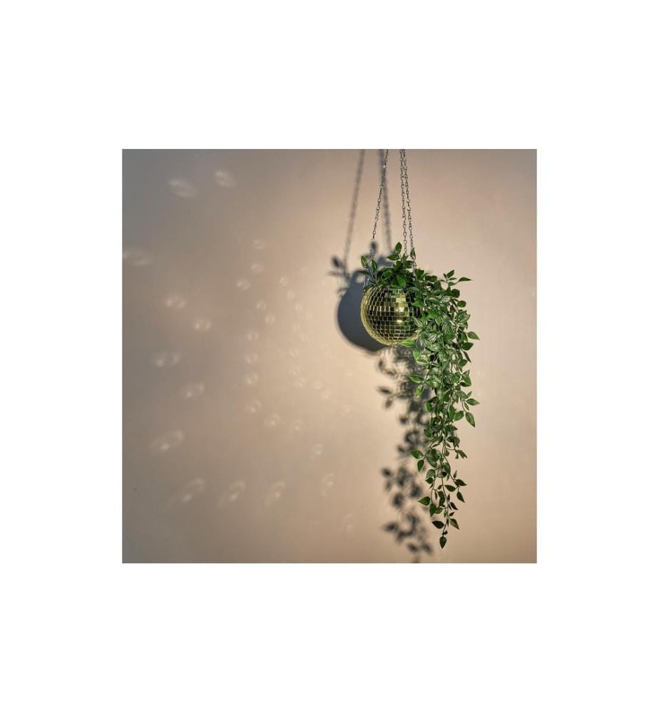 RELAXDAYS - Blumenampel Discokugel Gold 13 x 15 cm
