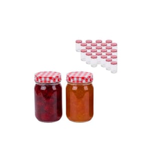 RELAXDAYS - Einmachglas mit Deckel Rot/Weiss 400 ml, 25 Stück