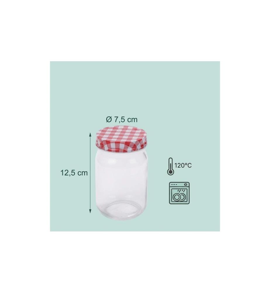 RELAXDAYS - Einmachglas mit Deckel Rot/Weiss 400 ml, 25 Stück