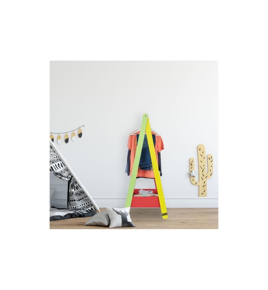 RELAXDAYS - Porte-manteaux pour enfants 64,5 x 99 cm, Rouge/Vert/Jaune