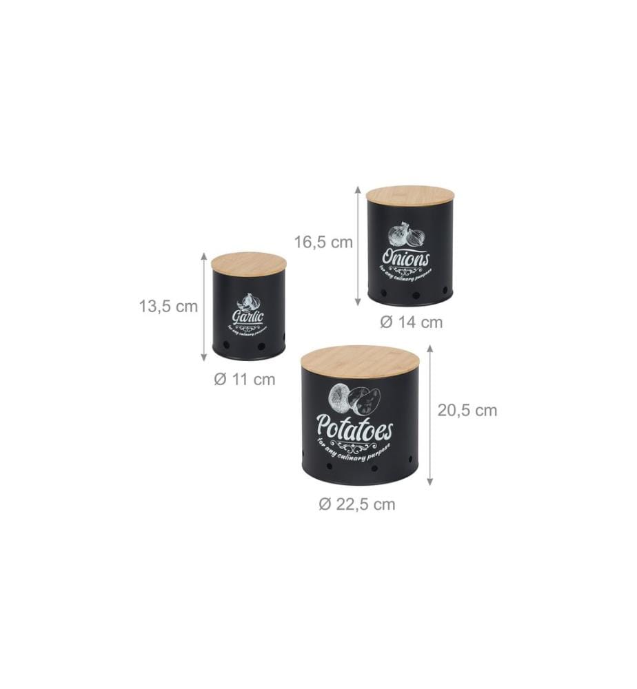 RELAXDAYS - Boîte de rangement set de 3 couvercles ronds en bambou
