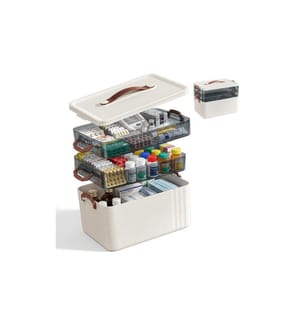 RELAXDAYS - Medizinbox aus Kunststoff Transparent/Weiss 24 x 33 x 22 cm