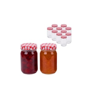 RELAXDAYS - Einmachglas mit Deckel Rot/Weiss 400 ml, 12 Stück