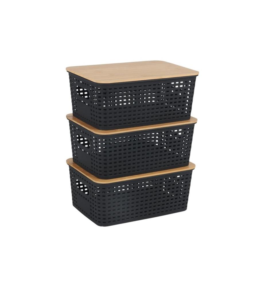 RELAXDAYS - Aufbewahrungsbox 3er Set, Schwarz