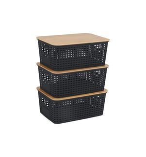 RELAXDAYS - Aufbewahrungsbox 3er Set, Schwarz