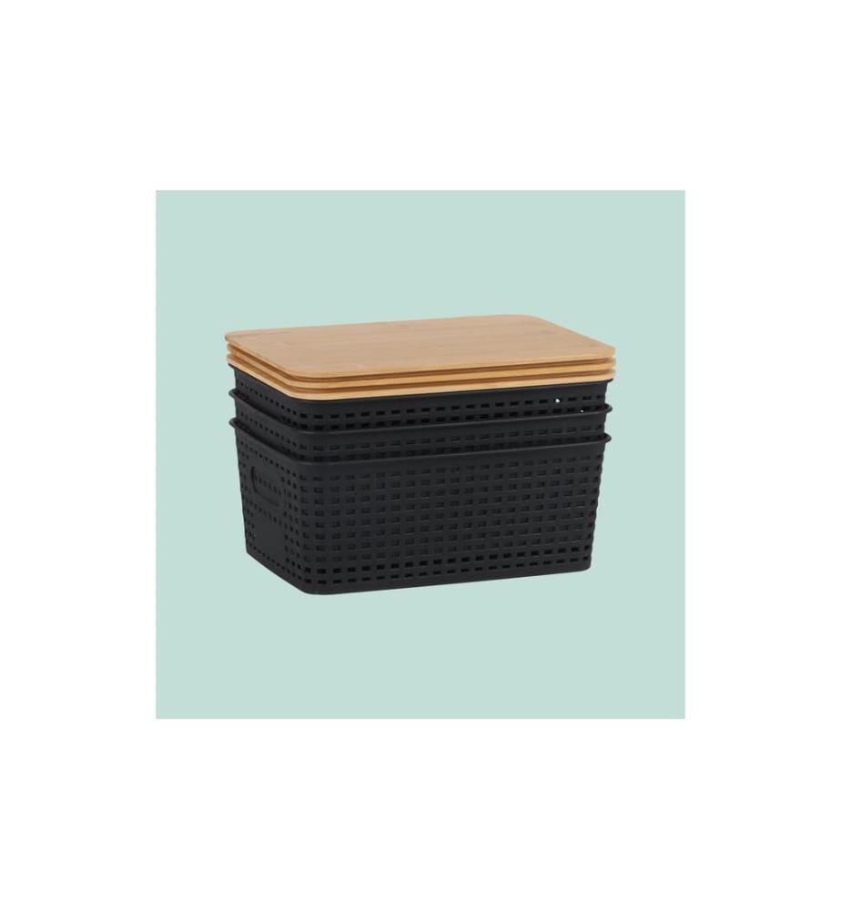 RELAXDAYS - Aufbewahrungsbox 3er Set, Schwarz