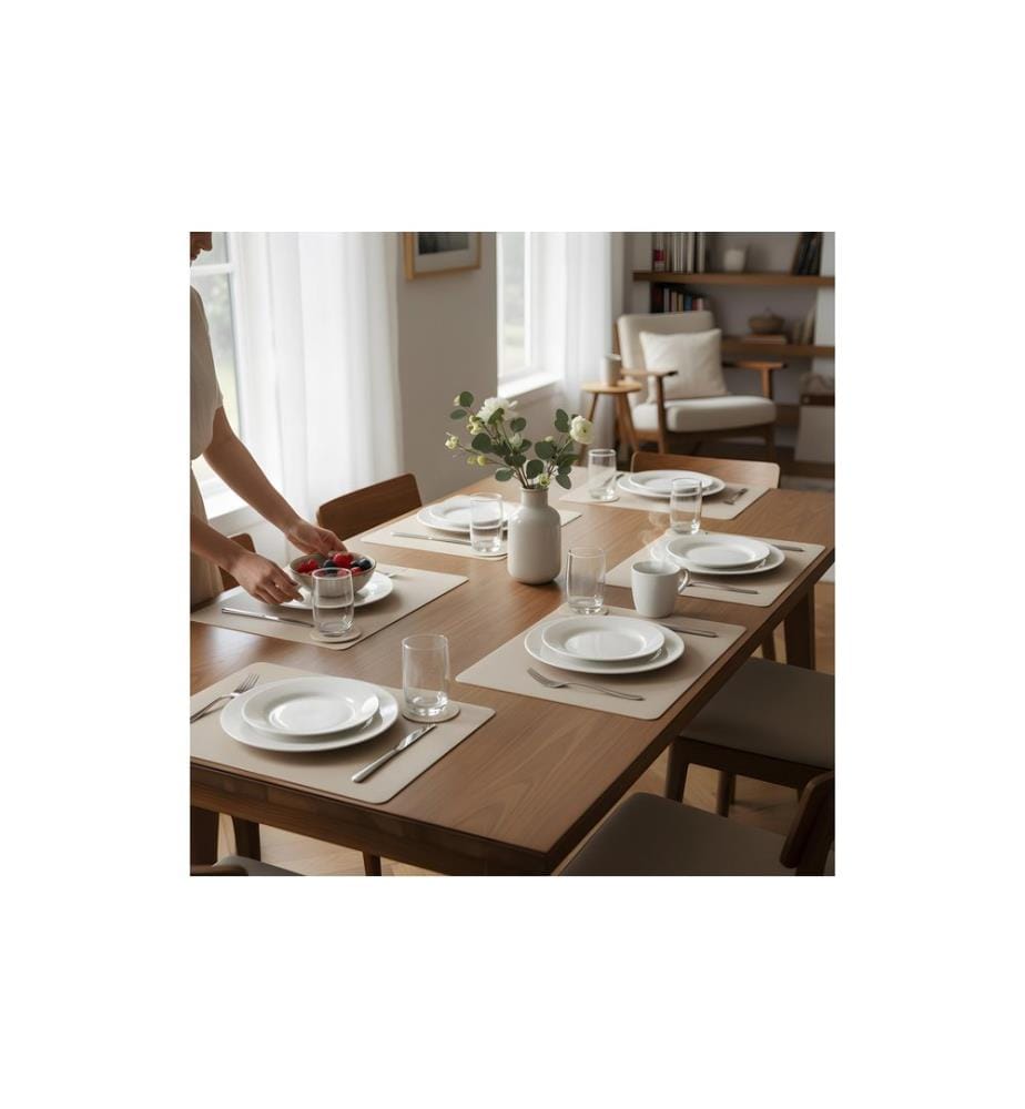 RELAXDAYS - Set de table Sets de table 43 x 30 cm, Beige / Gris, 12 pièces
