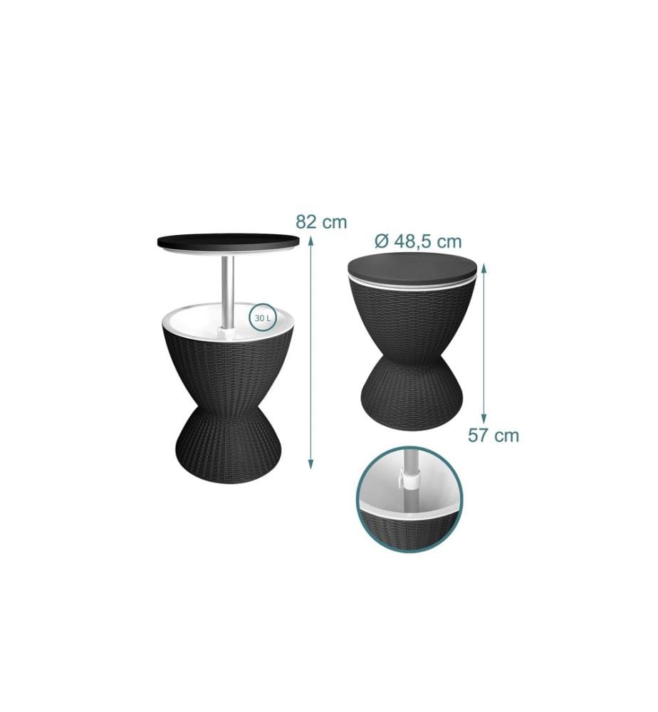 RELAXDAYS - Table d'appoint avec fonction de refroidissement 30 L 48.5 x 82 cm, Noir