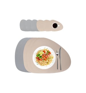 RELAXDAYS - Tischset Platzdeckchen 40 x 30 cm, Grau / Beige, 12-teilig
