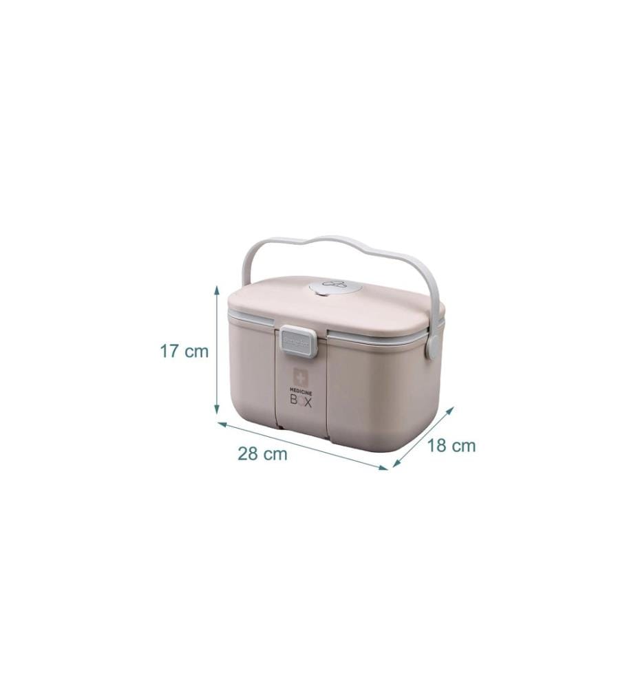 RELAXDAYS - Medizinbox aus Kunststoff Beige/Grau 17 x 28 x 18 cm