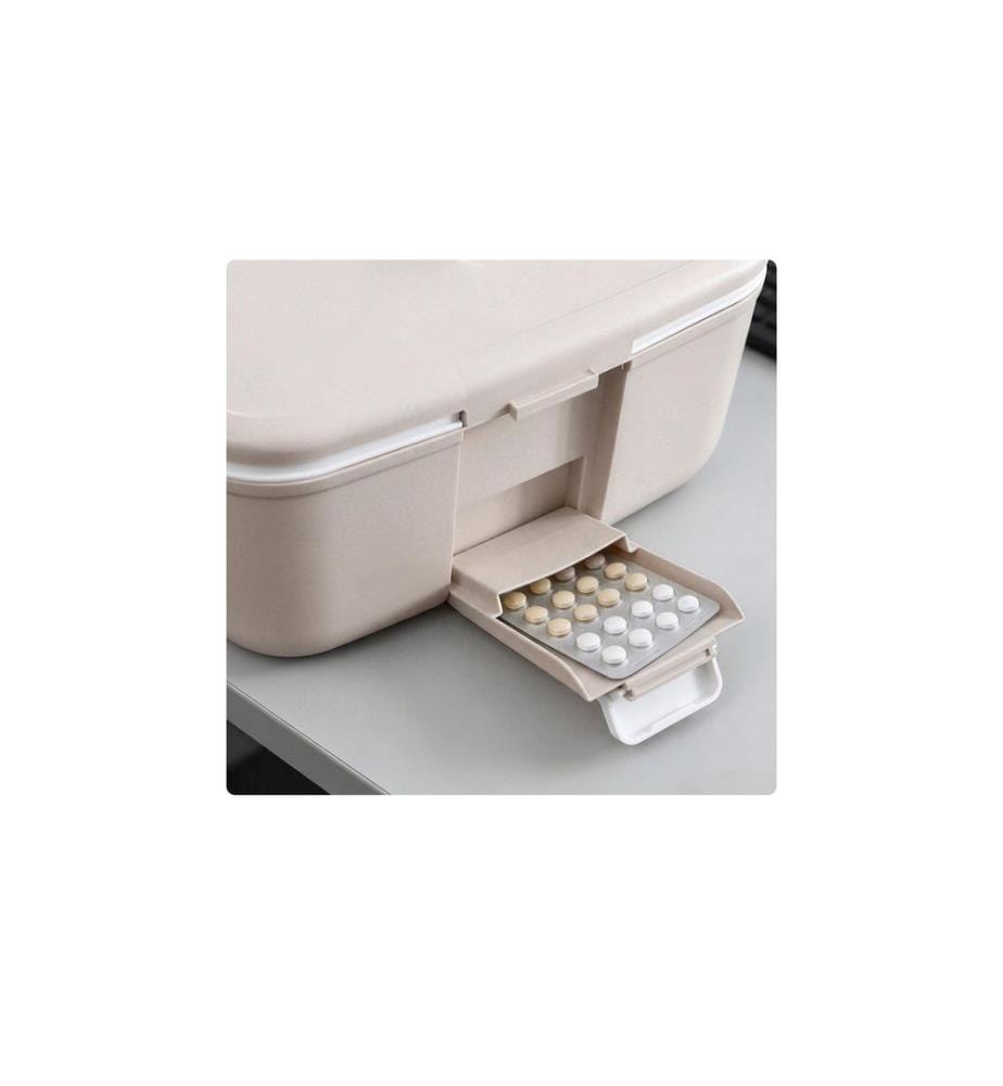 RELAXDAYS - Medizinbox aus Kunststoff Beige/Grau 17 x 28 x 18 cm