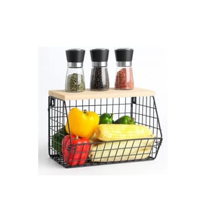 RELAXDAYS - Organizer Obstkorb Wandregal 21 x 30 cm Hellbraun/Schwarz