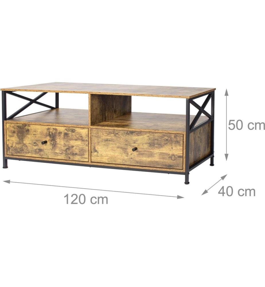 RELAXDAYS - Meuble TV 120 x 40 cm, brun/noir 55 pouces