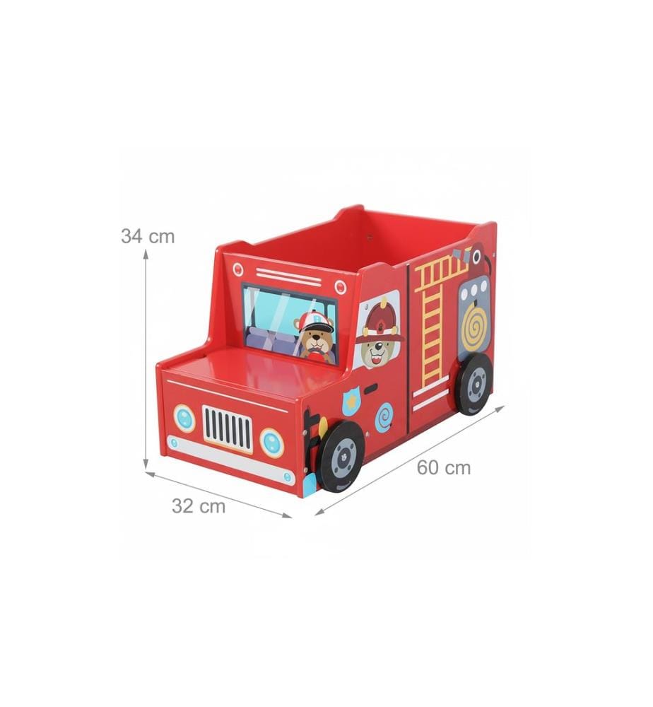 RELAXDAYS - Spielzeugkiste Feuerwehr, MDF, 34 x 60 x 32 cm, Rot