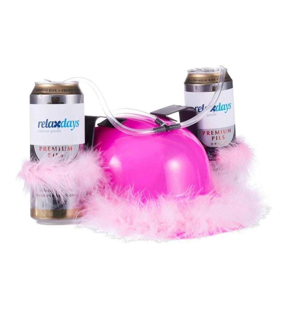 RELAXDAYS - Partyaccessoire Trinkhelm mit Feder-Boa 13 x 32 cm, Pink