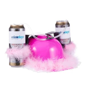 RELAXDAYS - Partyaccessoire Trinkhelm mit Feder-Boa 13 x 32 cm, Pink