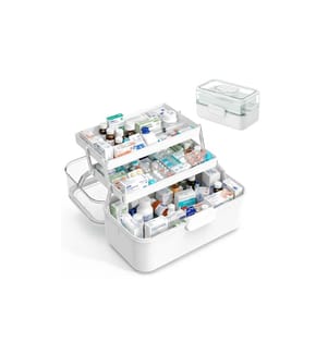 RELAXDAYS - Aufklappbare Medizinbox aus Kunststoff Weiss