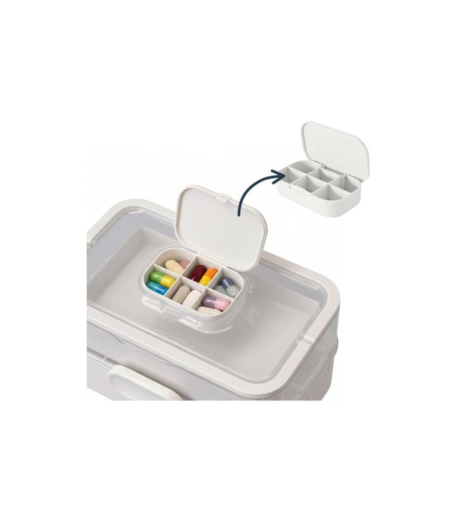RELAXDAYS - Aufklappbare Medizinbox aus Kunststoff Weiss