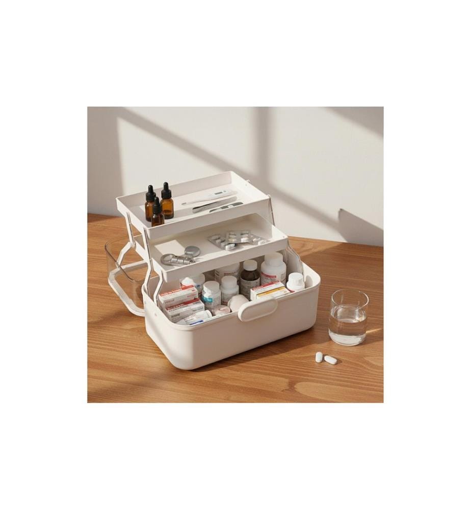 RELAXDAYS - Aufklappbare Medizinbox aus Kunststoff Weiss