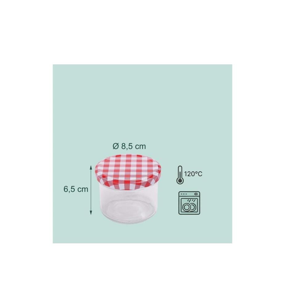 RELAXDAYS - Einmachglas mit Deckel Rot/Weiss 220 ml, 50 Stück