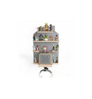 RELAXDAYS - Kinderregal Haus, MDF / Kiefernholz, Grau / Hellbraun