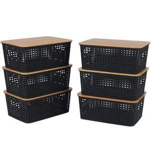 RELAXDAYS - Aufbewahrungsbox 6er Set, Schwarz