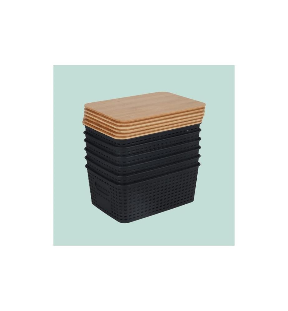 RELAXDAYS - Aufbewahrungsbox 6er Set, Schwarz