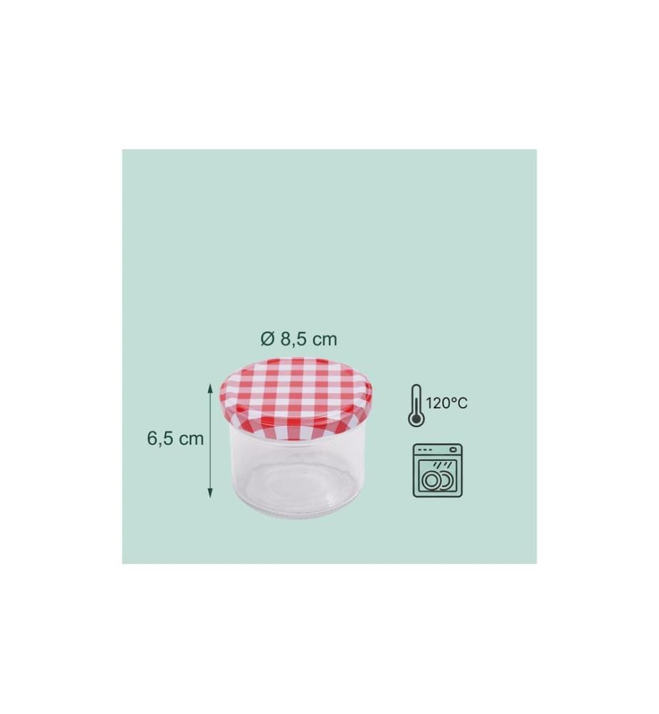 RELAXDAYS - Einmachglas mit Deckel Rot/Weiss 220 ml, 25 Stück